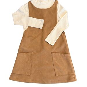 btween Tan and Cream Casual Kids Dress